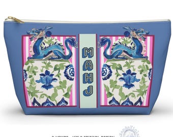 Mahjong Chinoiserie Ginger Jar Dragon Tile Bag | Maximalist Preppy Mah Jongg Dice Case, Stylish Mahj Group Gift, Hostess Money Accessories