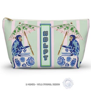 Needlepoint Project Bag NDLPT, Chinoiserie Blue Monkeys Pouch, Preppy  Stitcher Gift, Sewing Travel, Grandmillennial Accessory