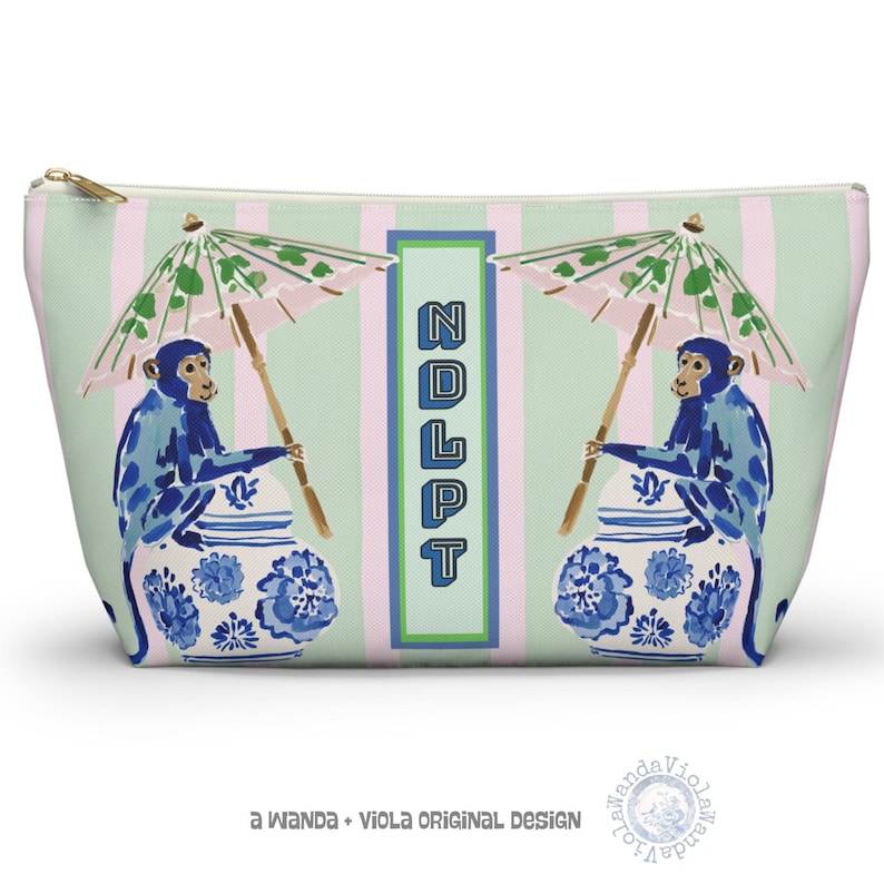 Needlepoint Project Bag NDLPT, Chinoiserie Blue Monkeys Pouch, Preppy  Stitcher Gift, Sewing Travel, Grandmillennial Accessory