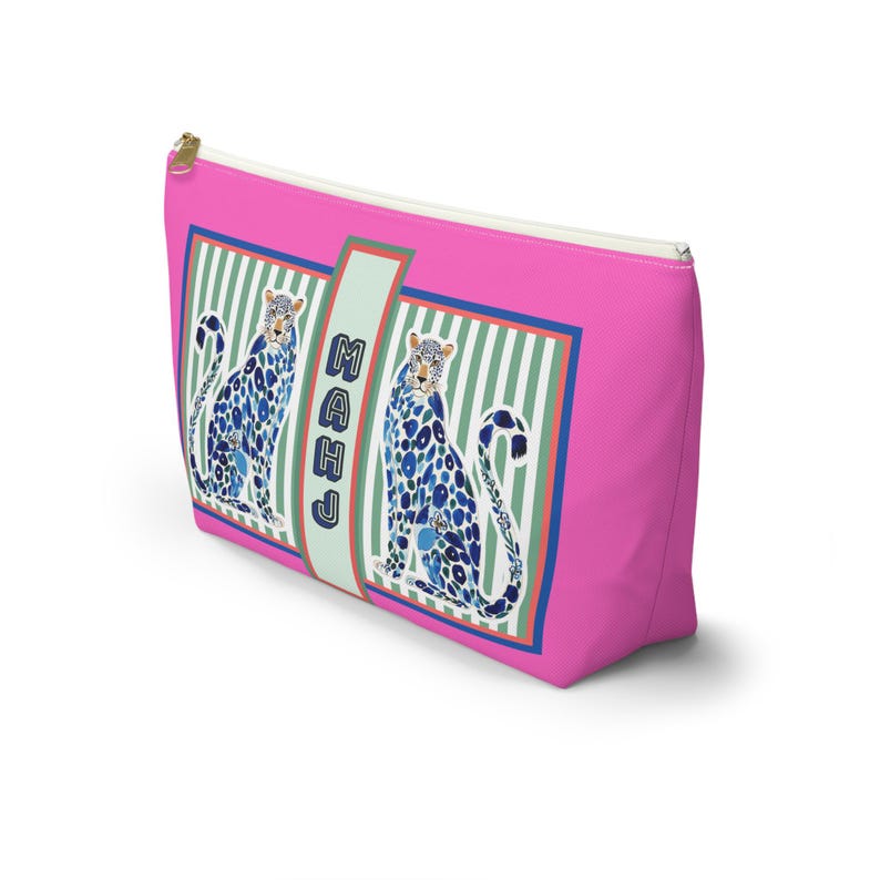 Mahjong Tile Bag with Blue Chinoiserie Cheetah | Maximalist Preppy Mahj Accessories Bag