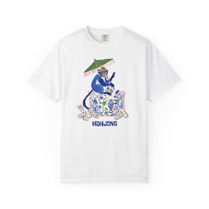 Mahjong Chinoiserie Monkey Comfort Colors™ T-Shirt | Maximalist Preppy Bunny Mahjongg Tee | Mahj Game Night Shirt | Mah jongg Gift