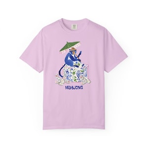 Mahjong Chinoiserie Monkey Comfort Colors™ T-Shirt | Maximalist Preppy Bunny Mahjongg Tee | Mahj Game Night Shirt | Mah jongg Gift