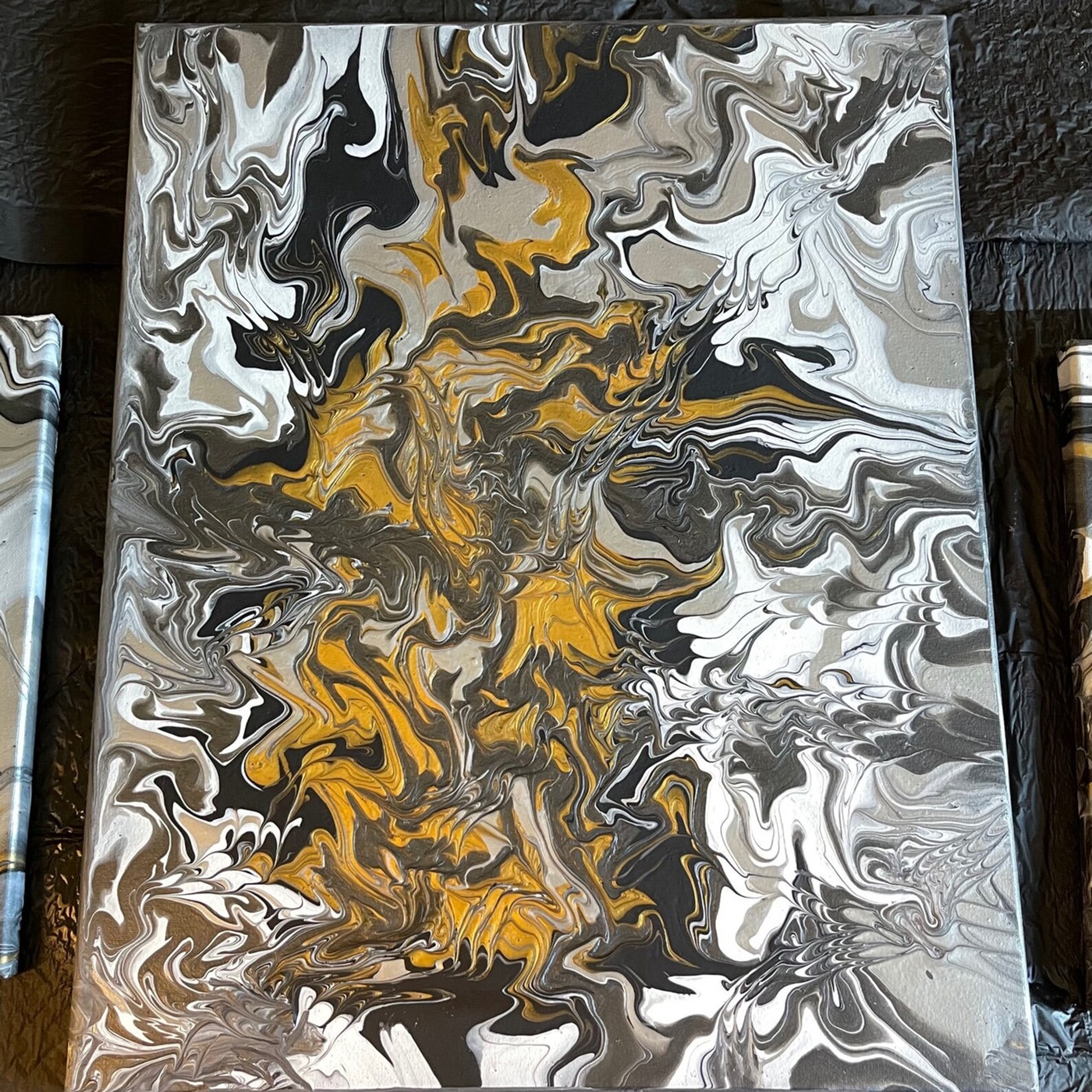 Black and Gold Stretched Canvas Wall Art Etsy