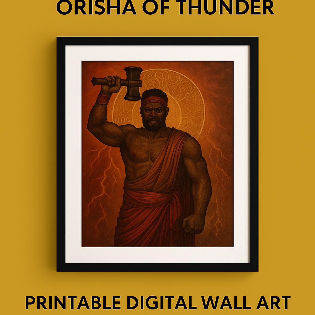 Sango Orisha Wall Art – Yoruba Thunder God | African Mythology Poster ...