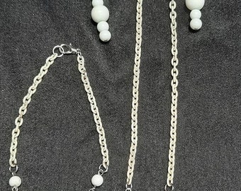 White Chain & Pearls 3 Piece Matching Set