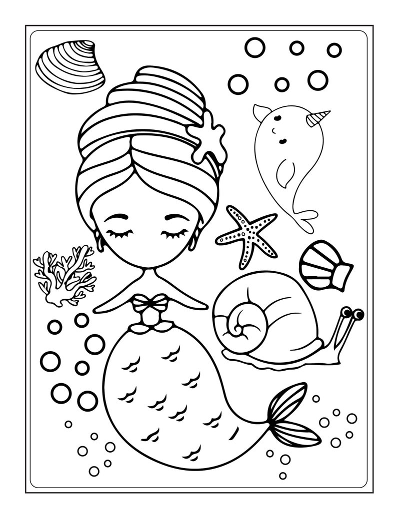 Mermaid Coloring Book: 100 Pages - Etsy