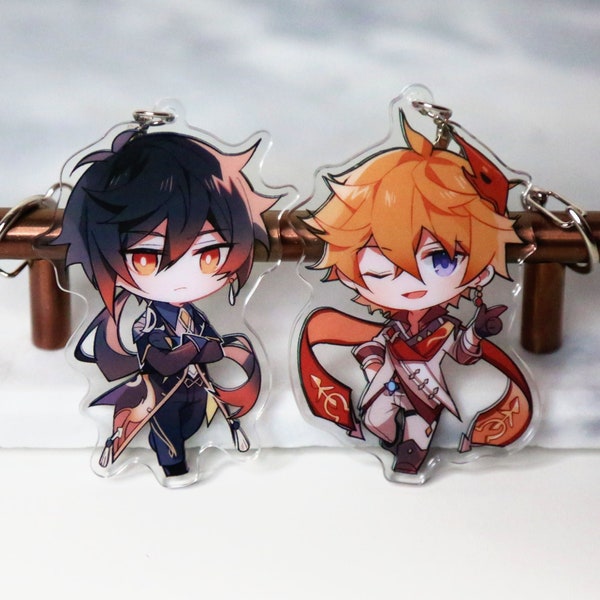 Zhongli and Childe Keychains - Acrylic Charms Genshin Impact