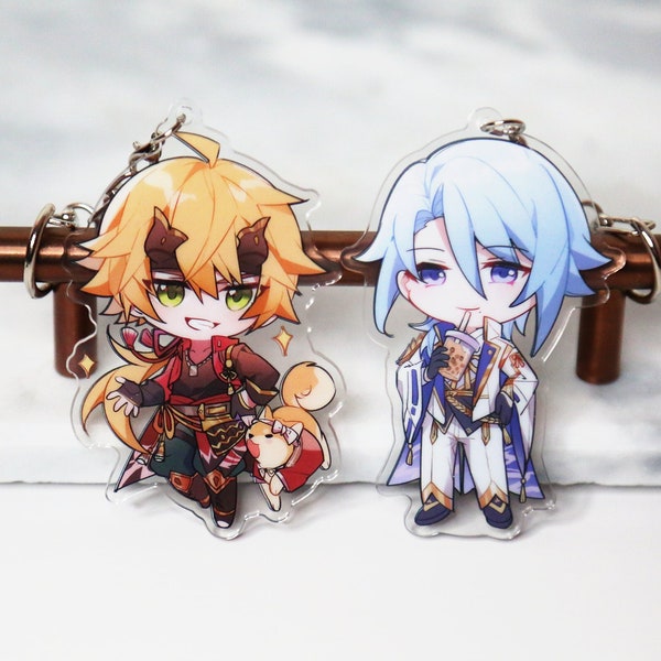 Thoma and Ayato Keychain - Genshin Impact Acrylic Charm