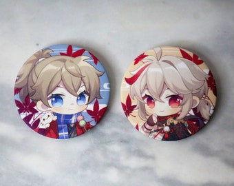 Tomokazu button pins (Kazuha + his friend) - Genshin Impact