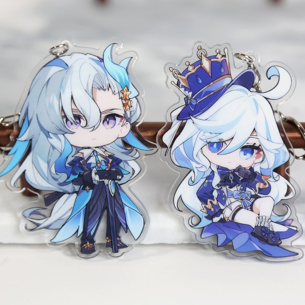 Neuvillette and Furina Focalors Keychain - Genshin Impact Acrylic Charm