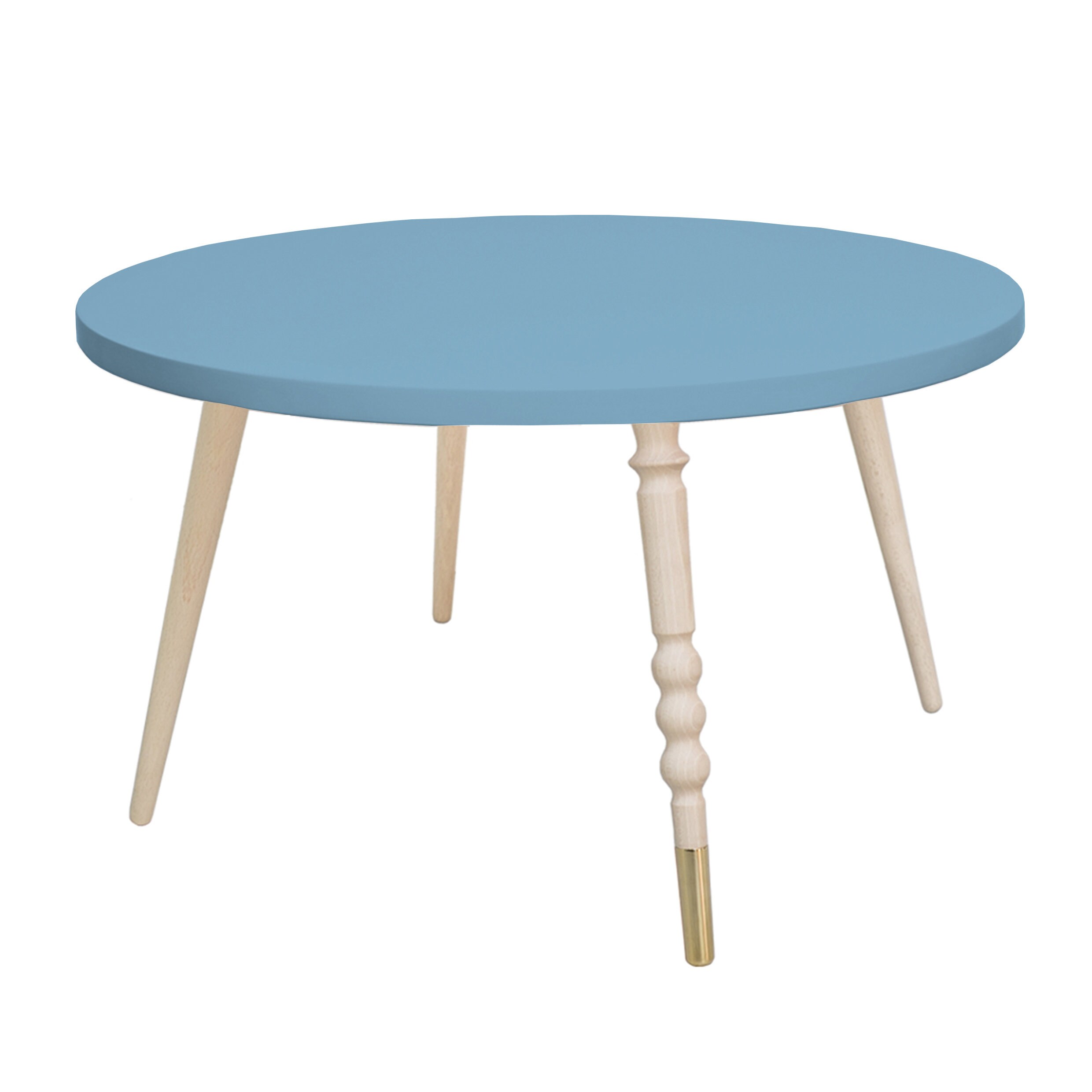 Coffee Table Round Blue Ht 37 cm Brass tip Etsy
