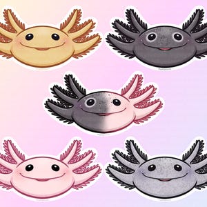 Axolotl Morphs Variety Vinyl Stickers Matte Finish, Laptop Stickers, Macbook Decal, Cute Stickers, Axolotl Sticker