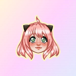 Anya Face Spy Anime Sticker, Kawaii Cute Matte Vinyl Anime Sticker