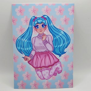 Hatsune Miku Vocaloid Sakura Socks Glossy Art Print 5&quot;x7&quot;