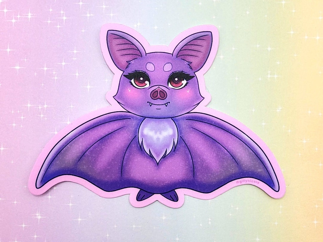 Purple Bat Sticker Halloween Bat Sticker Cute Bat Vinyl Etsy