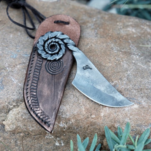 Celtic Knife | Hand Forged Blacksmith Knife | Spring Steel Knife | Camping Knife |  Leather Case | Rustic Looking |Hunting Knife|Sharp Knife