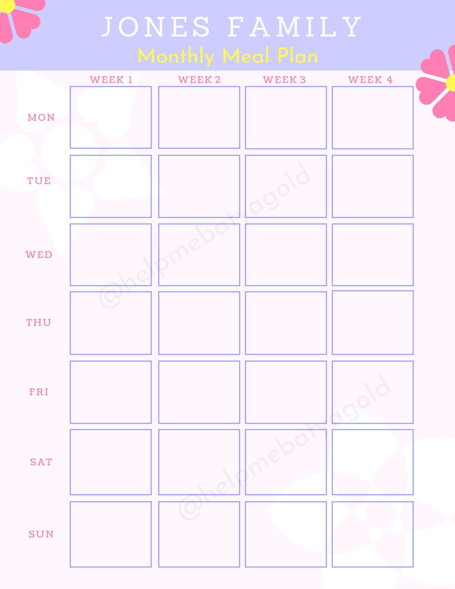 Cute Monthly Meal Plan Meal Planner | Etsy