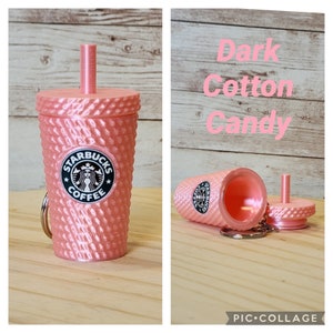 Studded Tumbler Keychain, With Removable Lid and Storage, ALL THE PINKS Starbucks Inspired. Dark Cotton Candy