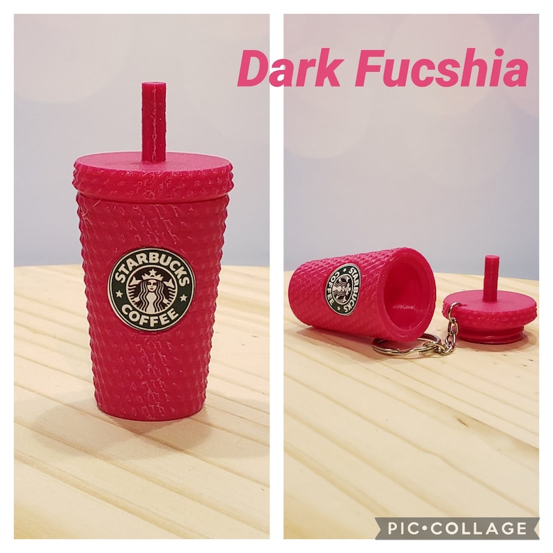 Studded Tumbler Keychain, With Removable Lid and Storage, ALL THE PINKS Starbucks Inspired. Dark Fushia