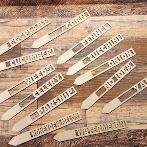 Vegetable Garden Markers: Laser Cut Baltic Birch Plant Stakes
