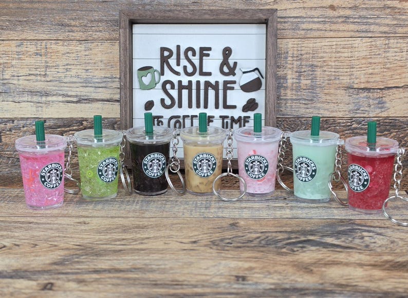 Starbucks-inspired Mini Drink Keychain | Fruit-filled Coffee Keyrings ...