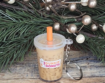 Dunkin-Inspired Mini Drink Keychain | Coffee Keyrings | Kawaii Gift for Coffee Lovers