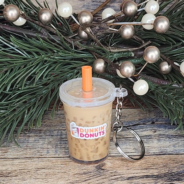 Dunkin-Inspired Mini Drink Keychain | Coffee Keyrings | Kawaii Gift for Coffee Lovers
