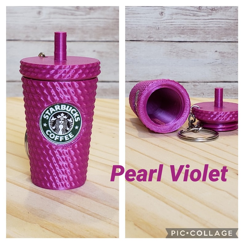 Studded Tumbler Keychain, With Removable Lid and Storage, ALL THE PINKS Starbucks Inspired. Pearl Violet