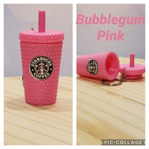 Studded Tumbler Keychain, With Removable Lid and Storage, ALL THE PINKS Starbucks Inspired. Bubblegum Pink