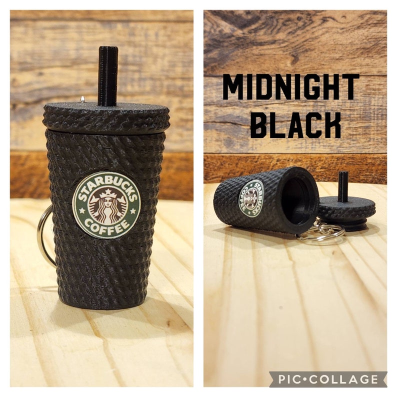 Studded Tumbler Keychain, With Removable Lid and Storage, Matte Finish. Starbucks Inspired. Midnight Black