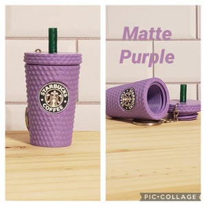 Studded Tumbler Keychain, With Removable Lid and Storage, Matte Finish. Starbucks Inspired. Matte Purple