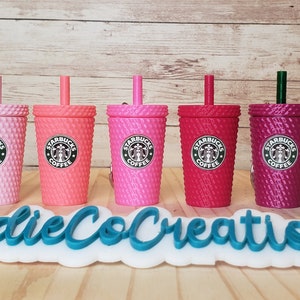 Studded Tumbler Keychain, With Removable Lid and Storage, ALL THE PINKS!!! Starbucks Inspired.