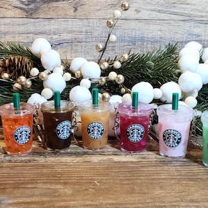Starbucks-Inspired Mini Drink Keychain | Fruit-Filled Coffee Keyrings | Kawaii Gift for Coffee Lovers