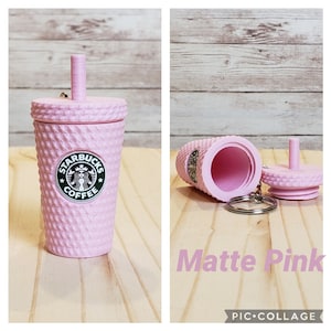 Studded Tumbler Keychain, With Removable Lid and Storage, Matte Finish. Starbucks Inspired. Matte Pink