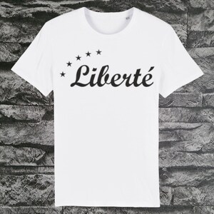 Unisex T-shirt organic cotton GOTS certified with print &quot;Liberté&quot; eco-certified