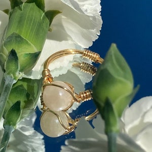 Quartz Beaded Wire Wrap Ring