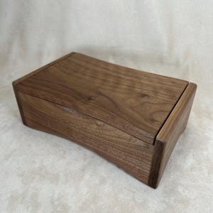 Handmade Unique Curved Walnut Keepsake Box With Hinged Lid