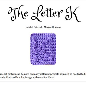 Letter "k" Crochet Bobble Pattern - Etsy