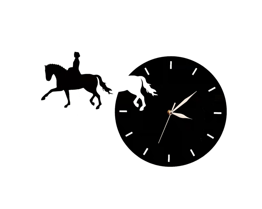 Black Dressage Horse Acrylic Clock Etsy