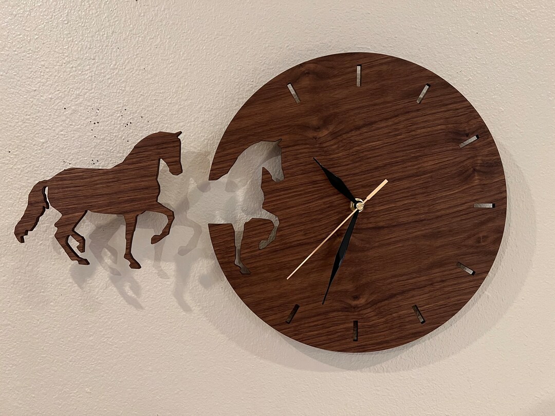 Walnut Wood Horse Dressage Piaffe Clock Etsy