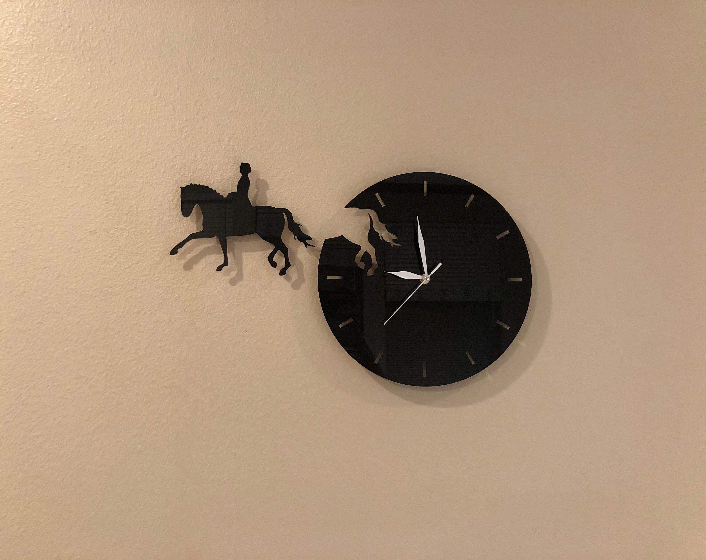 Black Dressage Horse Acrylic Clock Etsy
