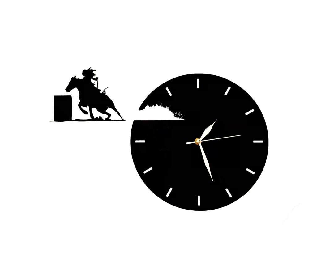 Black Barrel Racing Horse Clock Etsy