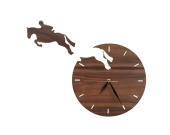 Walnut Wood Hunter Jumper Horse Clock