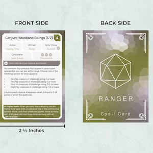 Dnd Ranger Spell Cards, Custom 5th Edition Character Spell Cards, 5e ...