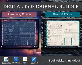 Digital DnD Character Journal Bundle, DnD Character Sheet Color Series, Goodnotes & Notability, Dungeons and Dragons 5e Compatible