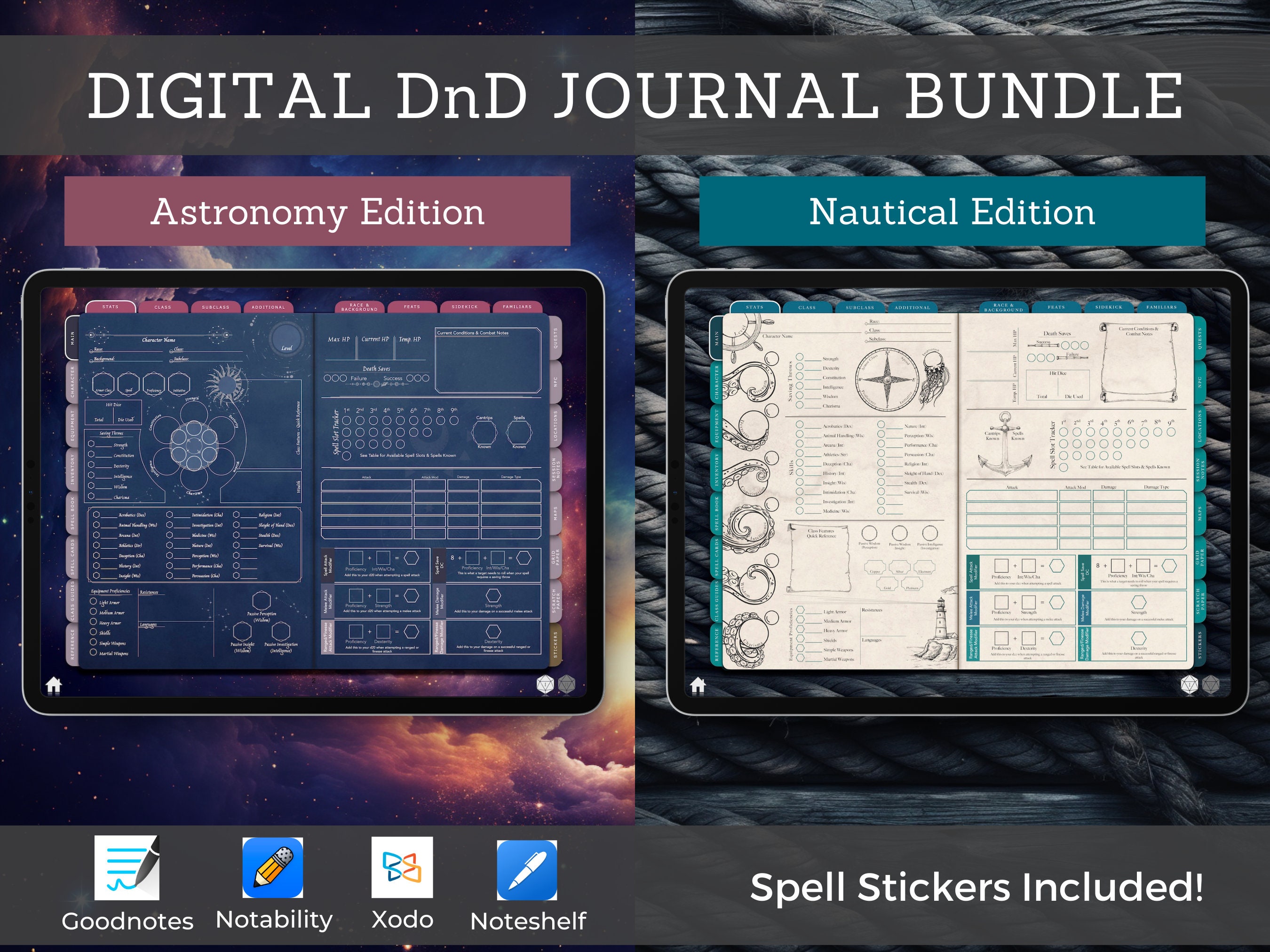 Digital Dnd Character Journal Bundle, Dnd Character Sheet Color Series ...