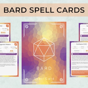 Dnd Barde Zauberkarten, Benutzerdefinierte 5te Edition Charakter Zauberkarten, 5e Brettspiel Zubehör für DnD, Zauberbuch