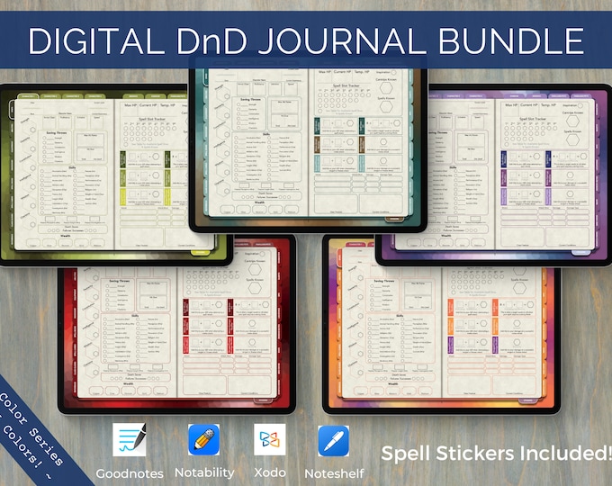 Digital Dnd Character Journal , Dnd Character Sheet With Spell Cards ...