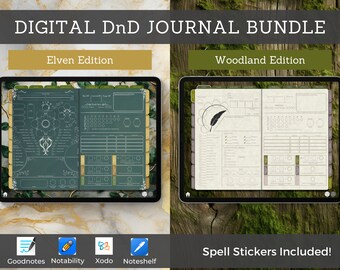 Digital DnD Character Journal Bundle, DnD Character Sheet Color Series, Goodnotes & Notability, Dungeons and Dragons 5e Compatible