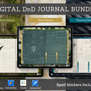 Digital DnD Character Journal Bundle Theme Series, DnD Character Sheet Color Series, Goodnotes & Notability, Dungeons and Dragons 5e